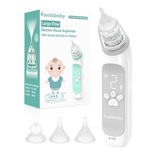 Koalababy Large Flow Electric Nasal Aspirator, Newest Nose Sucker for Baby, Nose Cleaner for Toddlers with 3 Suction Levels, Soothing Music and Light