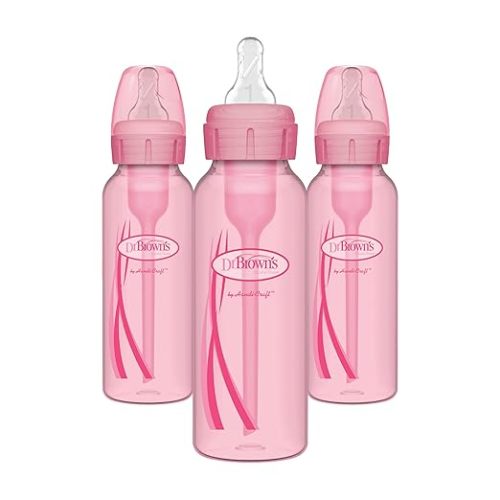 Dr. Brown's Options+ Baby Bottles, Pink, 8 oz, 3 Count