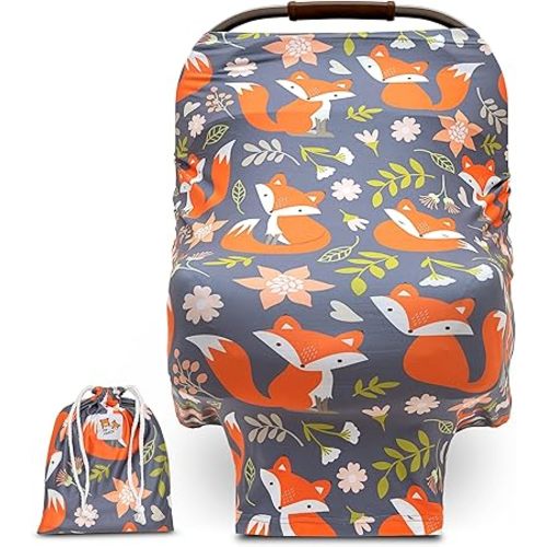 PIP+HARDY Baby Nursing & Breastfeeding Cover, One Size fits Most, Baby Car Seat Cover with Spandex, Car Seat Covers for Babies, Carseat Cover, Washable High Chair Cover, Newborn Baby Essentials