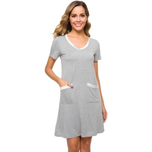 WiWi Soft Nightgown for Women Short Sleeve Sleep Shirts Plus Size Ladies Sleepwear Pajamas S-4X