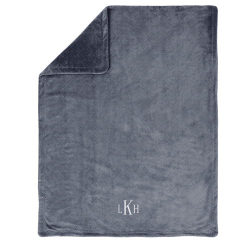 Chamois Baby Blanket - Dark Blue Personalized