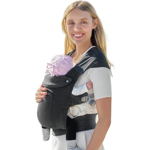 GROWNSY Baby Carrier, Cozy Baby Wraps Carrier, Ergonomic Baby Carrier Newborn to Toddler with Head Support, Deep Grey