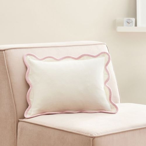 Pottery Barn Velvet Wiggly Scallop Pillow Cover in Pink