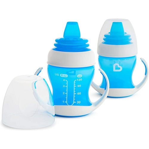 Munchkin® Gentle™ Transition Sippy Trainer Cup, 4 Ounce, 2 Pack, Blue