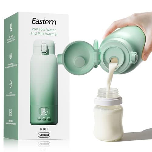 Portable Bottle Warmer for Travel - Portable Milk Warmer for Baby - Fast Heating Fast Heating Breast Milk & Formula Warmer 17oz Capacity, Adjustable Temp Long Battery Life for Outdoor Airplane and Car