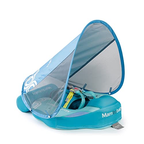 2024 Newest Mambobaby Baby Pool Float with Canopy & Tail Mambobaby Baby Swim Float Non-Inflatable Solid Baby Float Upgrade Soft Waterproof Skin-Friendly Material Infant Swim Float