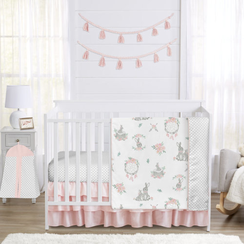Sweet Jojo Designs Bunny Floral 4 Piece Crib Bedding Set & Reviews | Wayfair