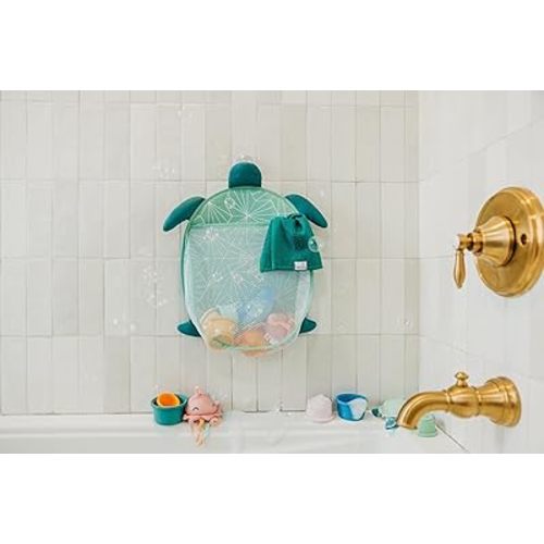 Oceana Bath Toy Organizer with Suction Cups by Copper Pearl: Extra-Large Mesh Bath Toy Holder for Bathtub, Quick-Dry Bath Toy Storage Net, Convenient Bath Toy Net for Tub - Wade