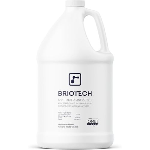 BRIOTECH Sanitizer Disinfectant Hypochlorous, Kill 99.99% of Viruses & Bacteria, Control Mold, Eliminate Odor, Gentle for Nursery & Play Rooms, Food Contact Surface Sanitizer, 1 Gallon Refill