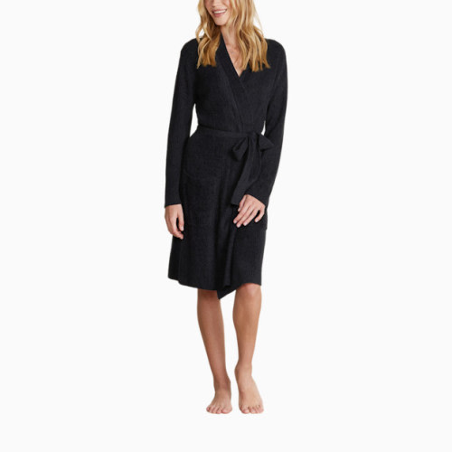 Barefoot Dreams CozyChic Lite Ribbed Robe - Black, Large