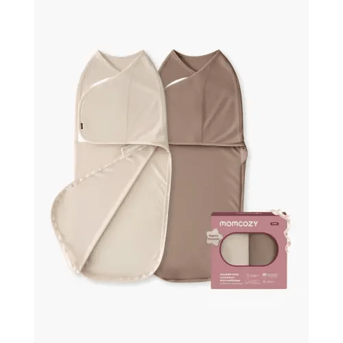 Momcozy Easy Swaddle Wrap For 0-3M in Color Harmony (Brown/Tan)