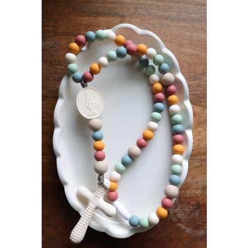 Chews Life Silicone Rosary: God's Grace (Rainbow)