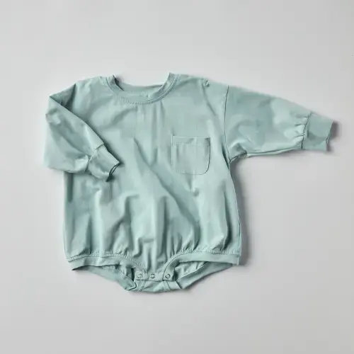 Harley Pocket Romper in Light Blue – 3-6 months