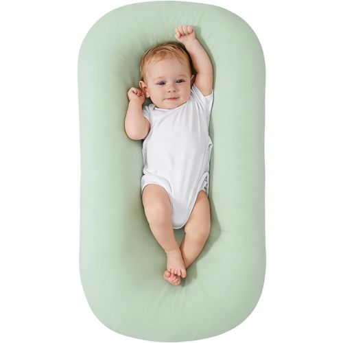 Baby Lounger Portable Infant Support Cushion, Tummy Time Mat for Home and Travel, Supervised Use, Baby Essentials Gift (Green)