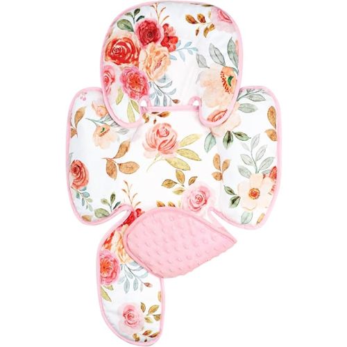 Infant Car Seat Insert, 2-in-1 Baby Car Seat Head Support for Newborn Girls Boys, Soft Baby Neck Support and Body Cushion for Car Seat, Stroller, Bouncer (Floral)