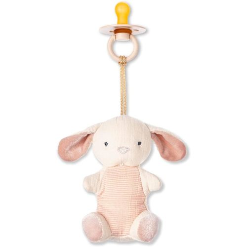 Itzy Ritzy Pacifier & Lovey Set - Natural Rubber Pacifier with Stuffed Animal Lovey - Detachable Plush Bunny Pacifier Holder & Coordinating Natural Rubber Pacifier, Ideal for Ages 0-6 Months (Bunny)