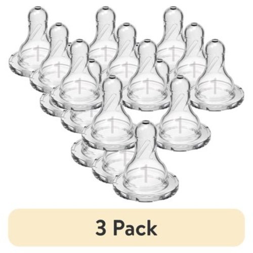 (3 pack) Dr. Brown's Natural Flow Level 1, Narrow Baby Bottle Nipple, Slow Flow, 0m+, 100% Silicone, 6 Pack
