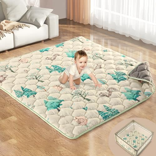 Baby Play Mats for Floor, 50x50 Thicken Play Mat for Playpen, Premium Soft Cushioning Foam Playmats for Babies, Toddlers and Infants, Non-Slip Foldable and Machine Washable Baby Crawling Mat