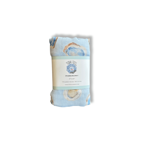 Oyster Roast Blue Lightweight Swaddle Blanket