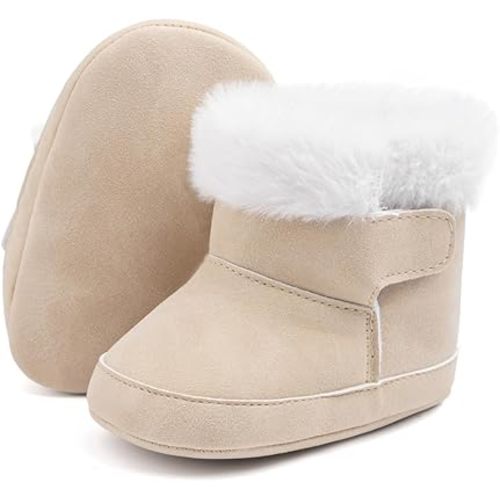 Infant Unisex Warm Fur Lining Soft Boots Baby Winter Ankle Non-Slip Rubber Texture Sole Toddler Winter Snow Crib Shoes