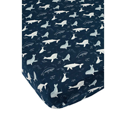 Muslin Fitted Crib Sheet - Whales