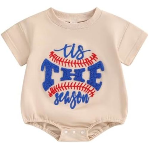 Newborn Baby Boy Summer Outfit Tis The Season Baseball Romper Short Sleeve Bodysuit Infant Game Day Baseball Outfits