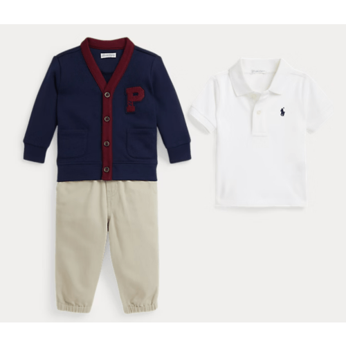 Polo Shirt, Cardigan & Chino Pant Set