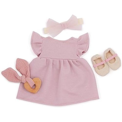 LullaBaby – Clothing Set – Pink Dress, Headband, Teether & Shoes – 14-inch Baby Doll Clothes – Imaginative Play – Toys For Kids Ages 2 & Up – Baby Doll Dress Outfit