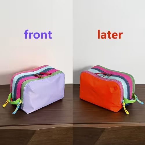 christmas dopamine bag storage bag, three main zipper compartments for , portable and reasonable classification storage. it can hold daily cosmetics, toiletries, and other small items.