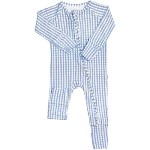 18-24m Gingham Sleep Romper, French Blue - The Uptown Baby | Maisonette