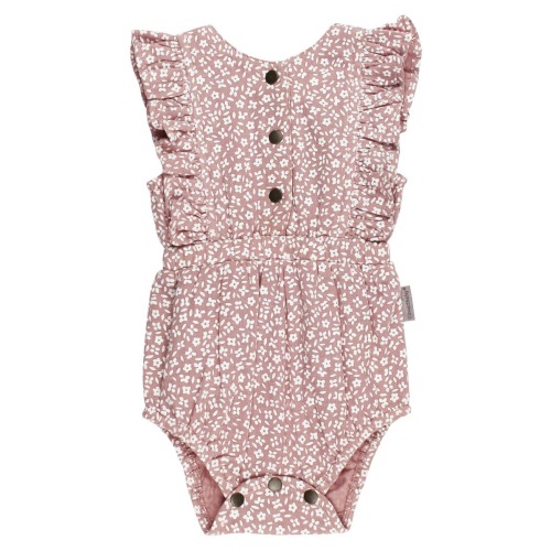 Ruffle Organic Cotton Gauze Romper, 0-3M