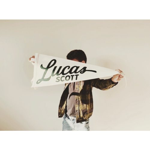 LUCAS PENNANT - Custom Name Wool Felt Pennant Flag - Vintage Style Personalized Felt Pennants and Banners