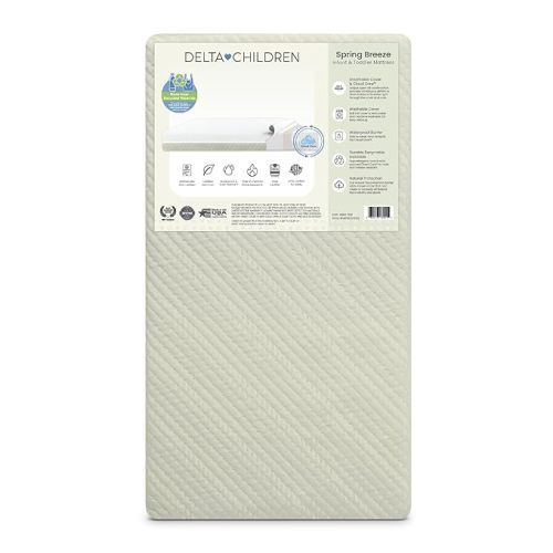 Delta Children Spring Breeze Mattress - Breathable Baby Crib & Toddler Mattress with Cloud Core - Machine Washable Cover - GREENGUARD Gold – Waterproof