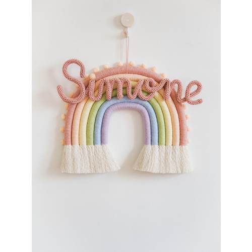 Personalized Nursery Decor, Knitted Name Wall Sign, Custom Macrame Rainbow, Nursery Wall Sign Name, Personalized Rainbow Baby Gift