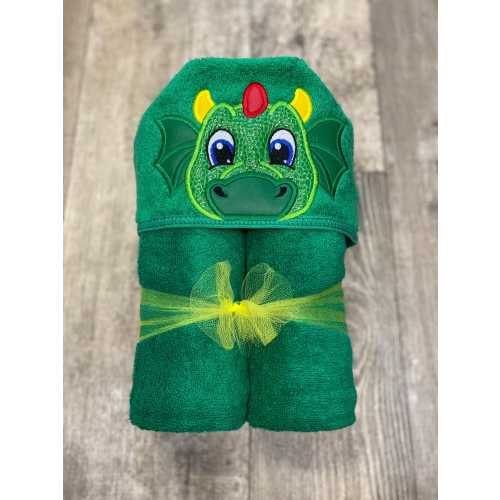 Green Dragon Hooded Towel/ Dragon Hooded Towel for Kids/ Toddler Bath Towel with Hood/ Fun Fantasy Creature Bath Time Gift/ Baby Shower