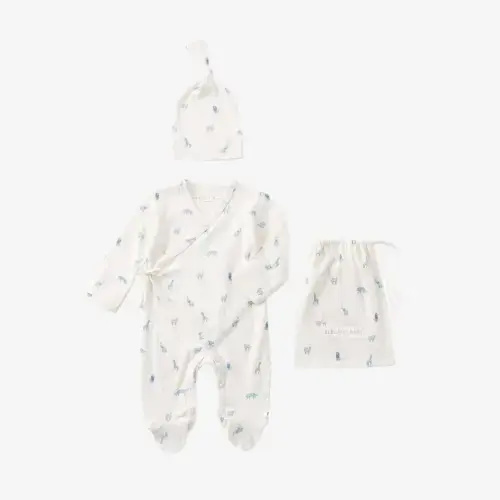 Blue Safari Print Organic Cotton Pointelle Size NB