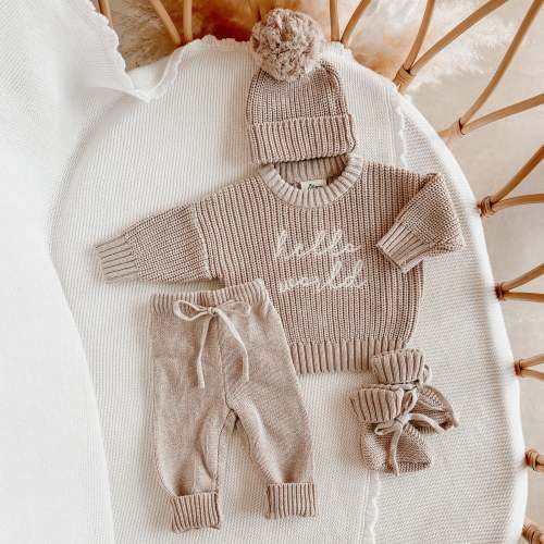 'Hello World' Sweater/Pants/Beanie Bundle - Fawn - PRE ORDER