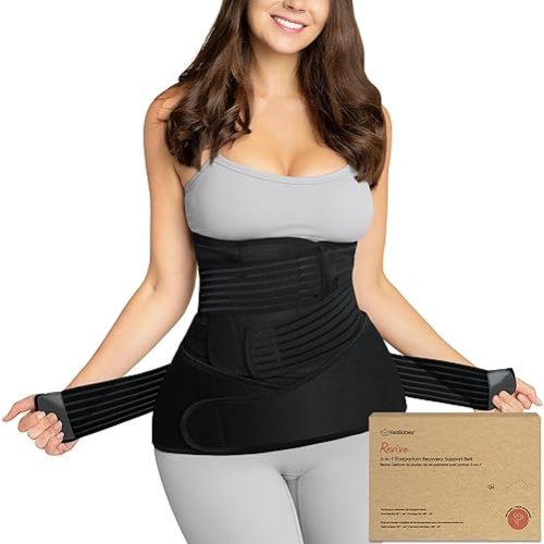 3 in 1 Postpartum Belly Support Recovery Wrap – Postpartum Belly Band, After Birth Brace, Slimming Girdles, Body Shaper Waist Shapewear, Post Surgery Pregnancy Belly Support Band (Midnight Black, M/L)