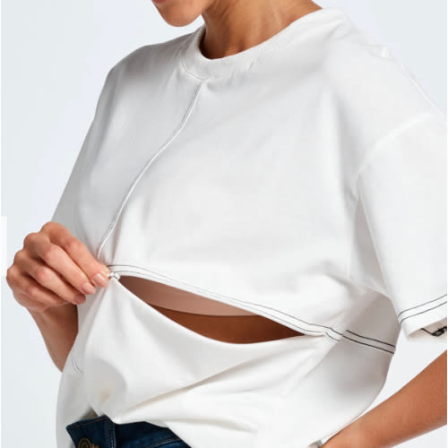 White Breastfeeding Friendly Panel Tee – Apero Label