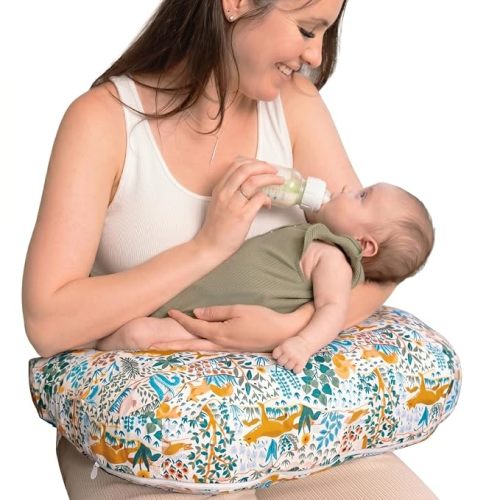 Boppy Nursing Pillow - Verified Safe Breastfeeding Pillow with Softer Fill for Comfortable Support, Machine Wash & Dry Cover, Non-Toxic Materials - Colorful Forest Animals
