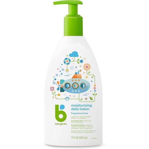 Babyganics Moisturizing Daily Lotion, Fragrance Free, 17oz Pump Bottle (Pack of 2)