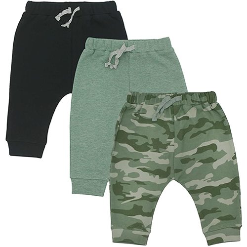 Baby 3 Pack Flexy Pants and Leggings, Infant Boys Girls Tapered Ankle Jogger Pants