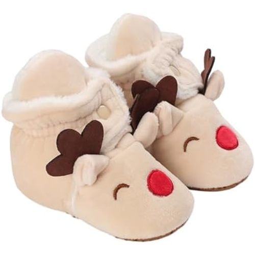 Infant Halloween Christmas Booties Soft Baby Pumpkin Santa Claus Winter Warm Fleece Slippers Snow Boots Crib Shoes