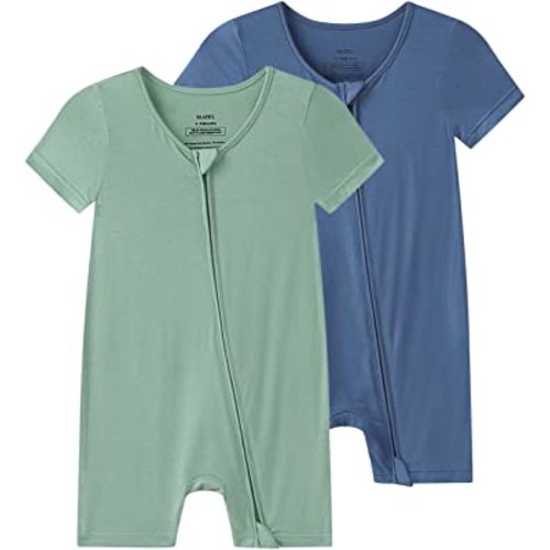 SUZEL Boys Baby Girls Short Sleeve Romper Bamboo Viscose Infant Zipper Jumpsuits - 0-24 Months