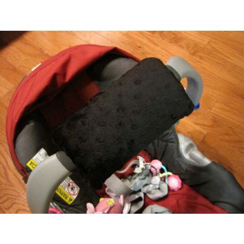 Car Seat ARM PAD Handle Wrap, Arm Pad Cushion, Reversible- Black Minky, Infant Carrier, Cute Baby Gift, Arm Pad Handle, Boy Girl Arm Pad