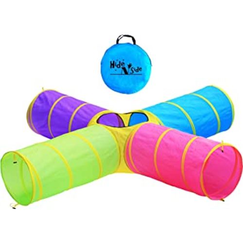 Hide N Side Kids Play Tunnels, Indoor Outdoor Crawl Through Tunnel for Kids Dog Toddler Babies Children , Pop up Tunnel Gift Toy