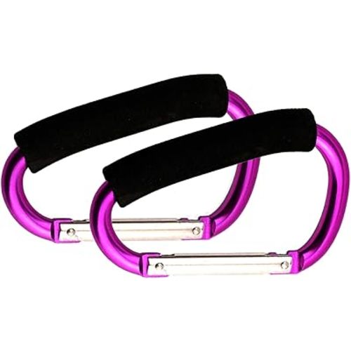 Stroller Hooks by Baby,Large Stroller Hooks for Mommy, 2 pcs Carabiner Stroller Hook Organizer for Hanging Purses, Diaper Bag, Shopping Bags. (Purple)