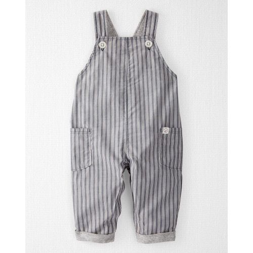Organic Cotton Overall Jumpsuit - Chambray Stripes - 9M