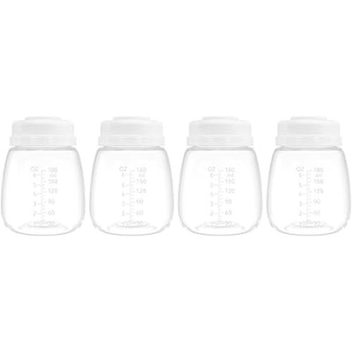 Breast Milk Collection and Storage Bottles, 6oz/180ml, Compatible with Spectra S1 S2 9 Plus, Motif Luna, and Most Wide-Mouth Flanges, Work with Spectra Bottles for Pumping, 4 Pack