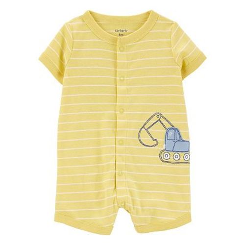 Baby Boy Carter's Construction Striped Cotton Short Sleeve Romper